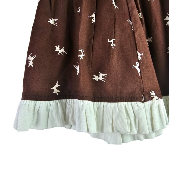 Hannah Kate RARE Little Girls Printed Reindeer Deer Skirt with Trim, Sz 4 - Picture 3 of 6